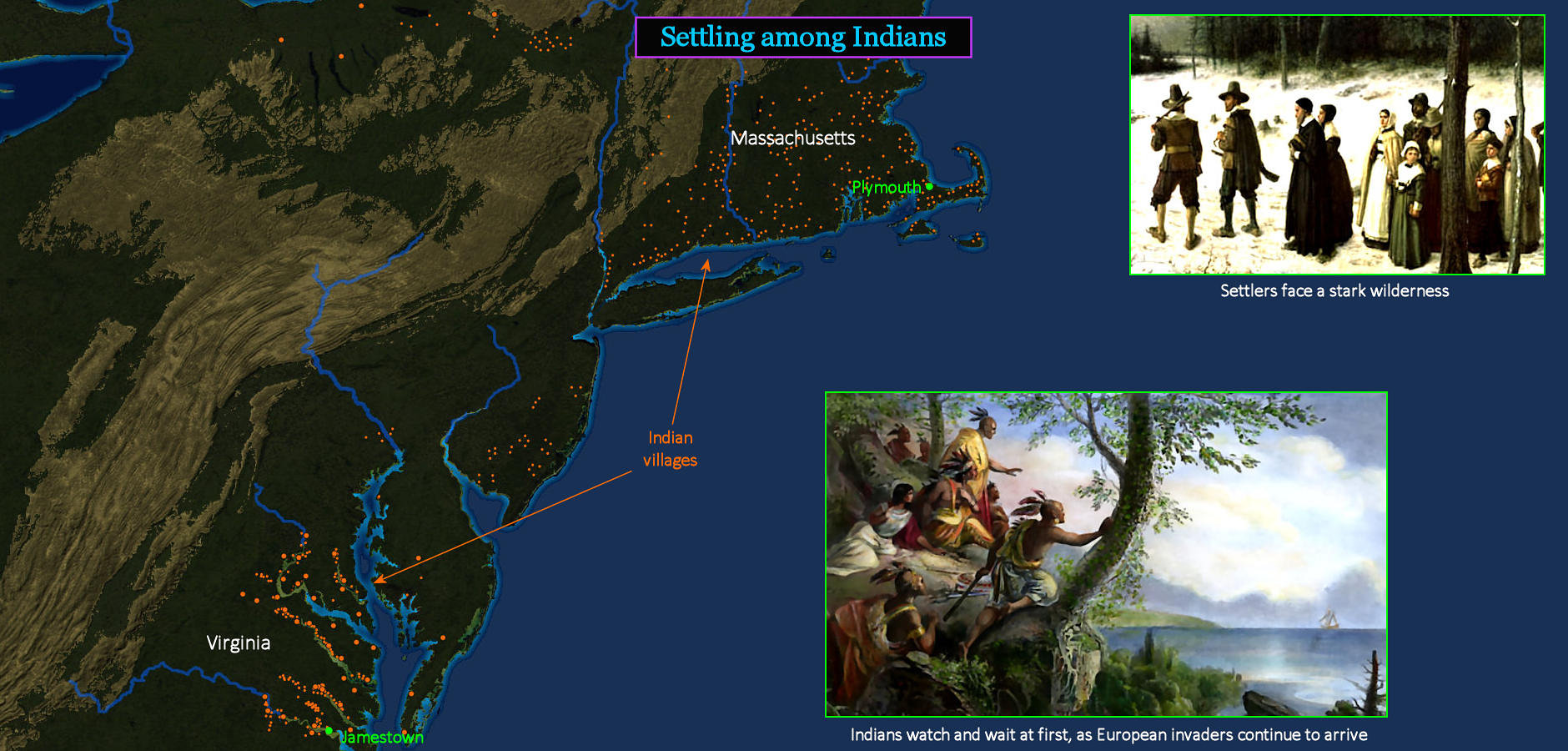 Indian settlements in colonial America